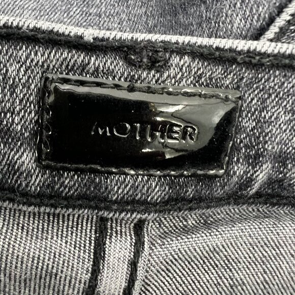 MOTHER Insider Crop Fray Jeans 24 Gray Acid Wash Train Stops Distressed Raw Hem - Picture 3 of 11